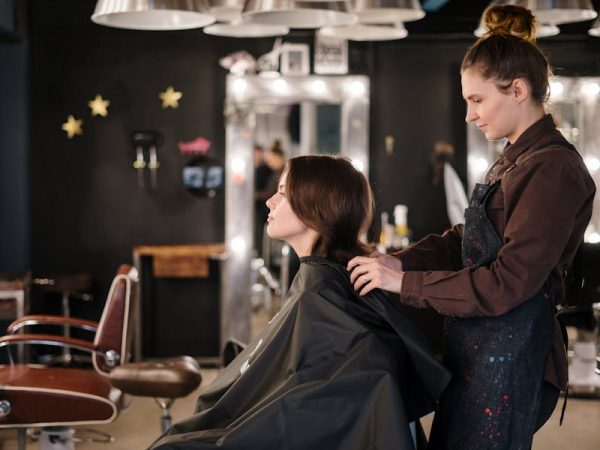 a woman in a hair salon