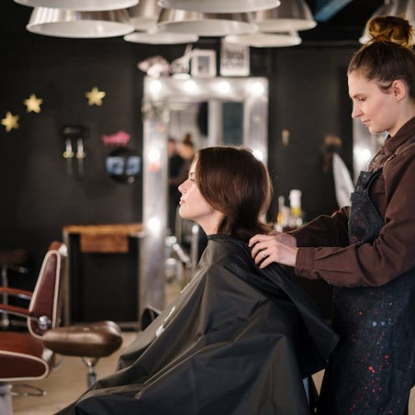 a woman in a hair salon